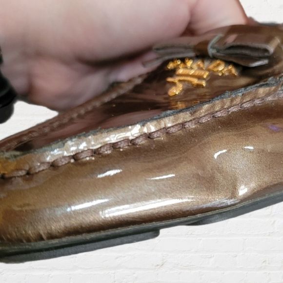 PRADA Dark Grey Patent Leather Loafers - Picture 5 of 6